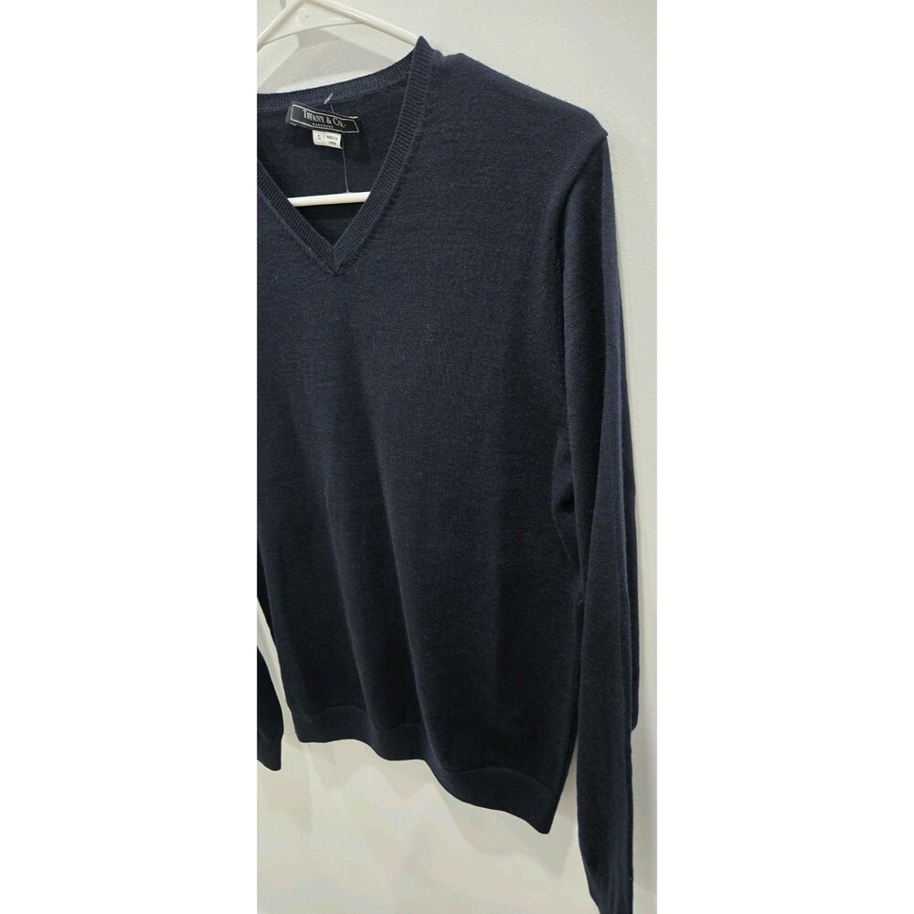 Tiffany & Co Wardrobe - V-neck Sweater - Mens Sz L - Navy - Wool Blend - Casual - Picture 4 of 7